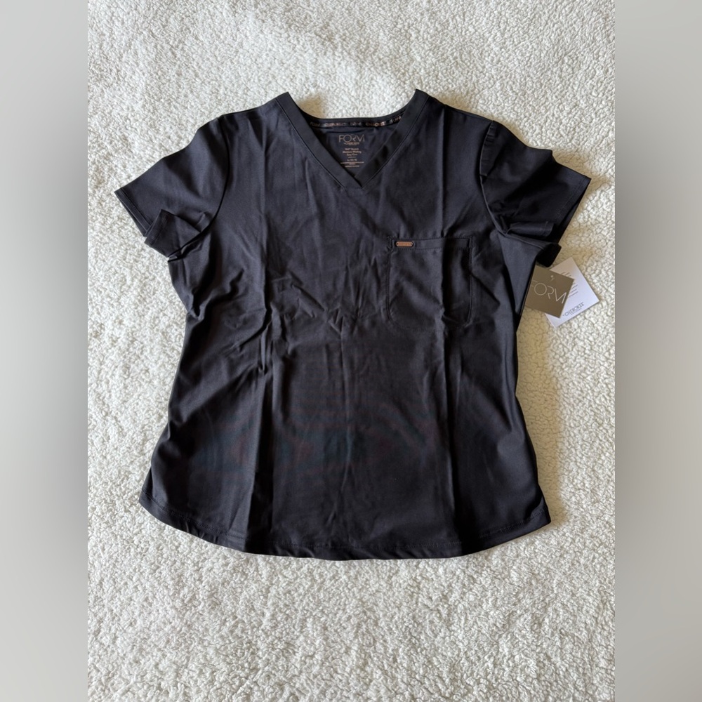 Cherokee FORM V-Neck Scrub Top Black Women's Size Large New with Tags
